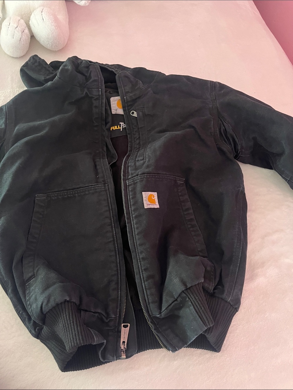 Carhartt men Black Hooded Work Jacket